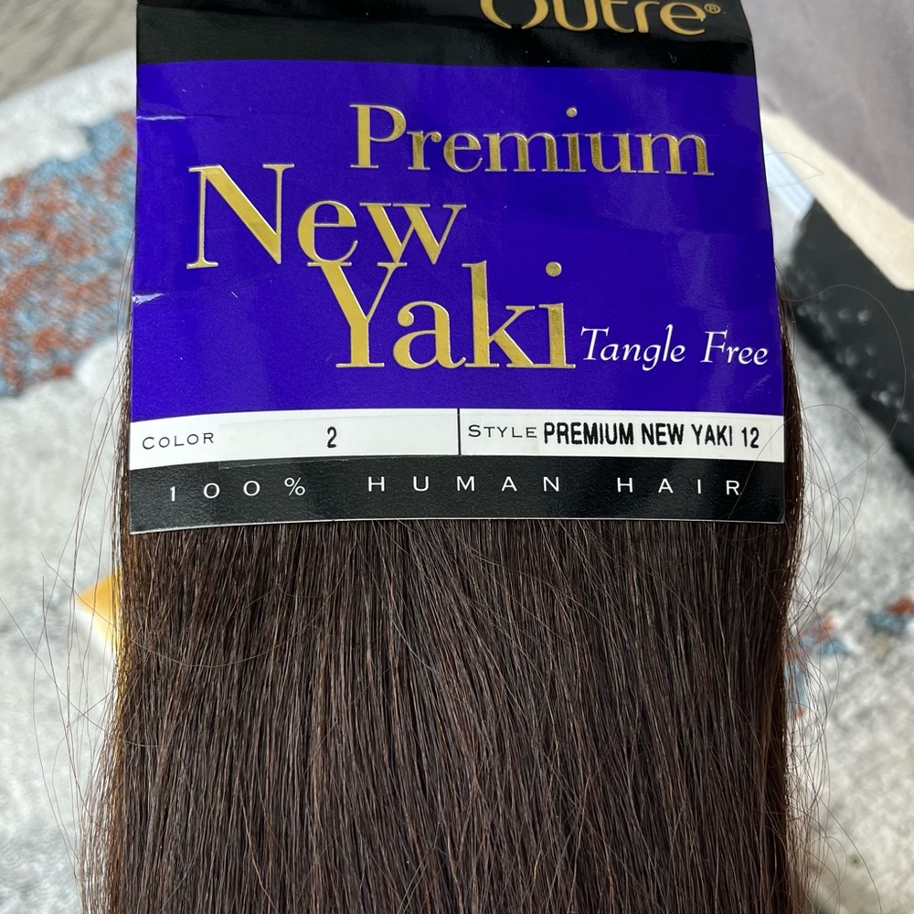 YAKI #2, 12” inch length 💯 real human hair extension weave, no clips
